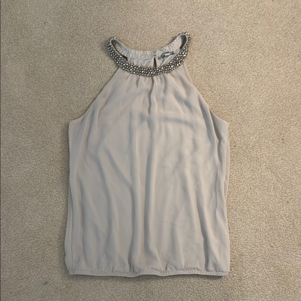 Express Gray Halter Babydoll Tank Top